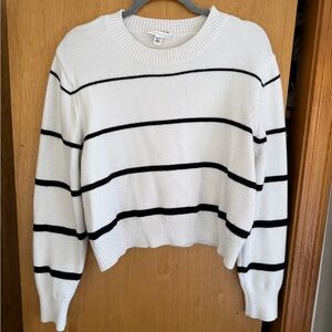 Elegant Black and White Striped Women's Sweater
